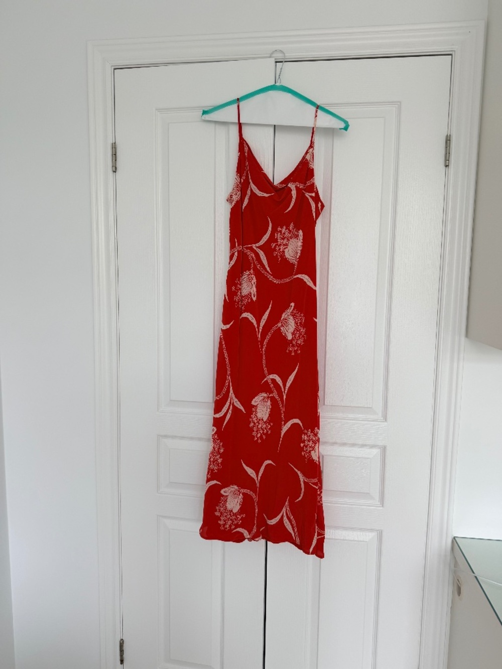 Bias cut slip dress in red silk